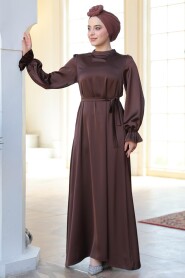 Modest Brown Satin Prom Dress 62132KH - 3