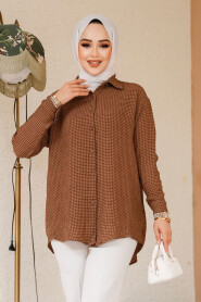 Modest Brown Shirt Top 70901KH 