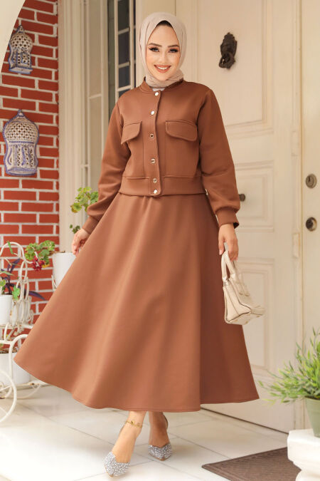 Modest Brown Skirt Dual Suit 12261KH - NEVA STYLE