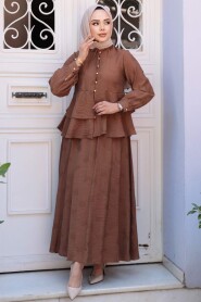 Modest Brown Skirted Dual Suit 14334KH - 3