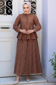 Modest Brown Skirted Dual Suit 14334KH - 2