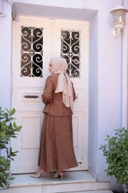 Modest Brown Skirted Dual Suit 14334KH - 4