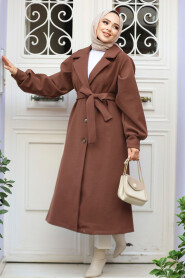 Modest Brown Stamp Coat 5946KH - 2