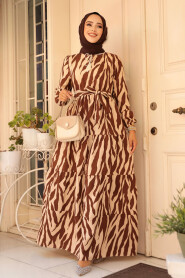 Modest Brown Summer Dress 23141KH - 2