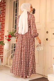 Modest Brown Summer Dress 23422KH - 2