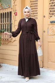 Modest Brown Summer Dress 239202KH - 2