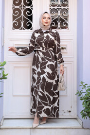 Modest Brown Summer Dress 24082KH - 2