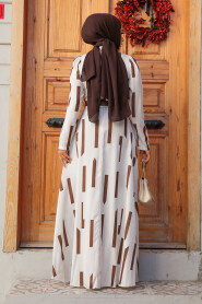 Modest Brown Summer Dress 4645KH - 3