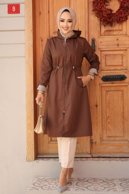 Modest Brown Trench Coat 69721KH - NEVA STYLE