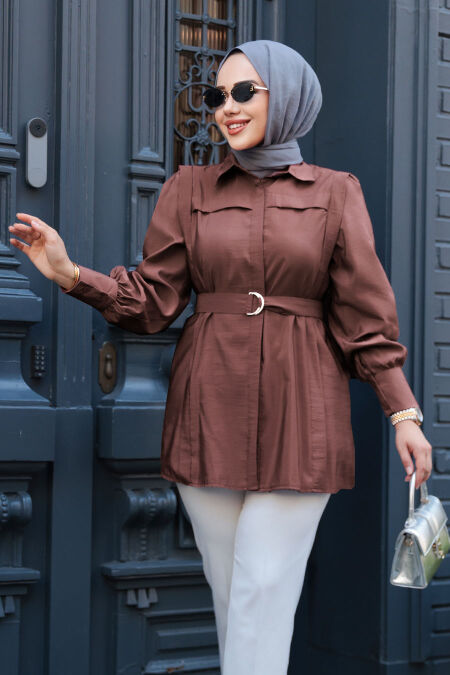 Modest Brown Tunic 19028KH - NEVA STYLE