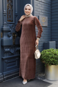 Modest Brown Velvet Dress 22751KH - 2