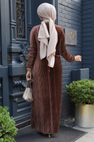 Modest Brown Velvet Dress 22751KH - 4