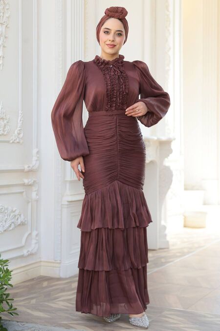 Modest Brown Wedding Dress 50271KH - NEVA STYLE