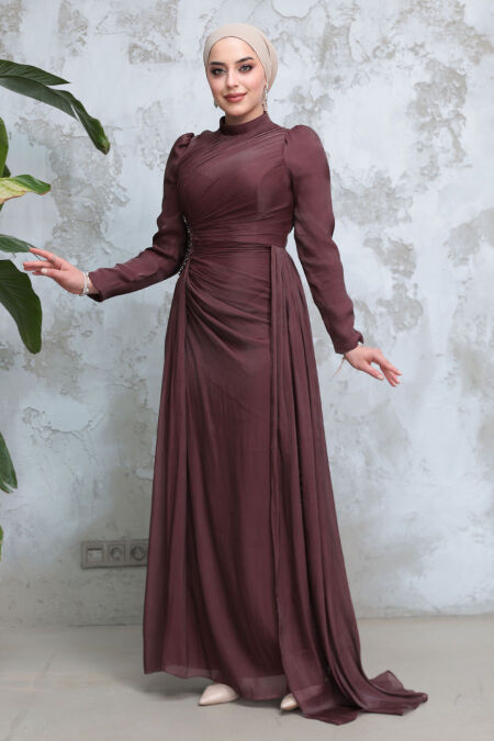 Modest Brown Wedding Dress 51481KH - NEVA STYLE