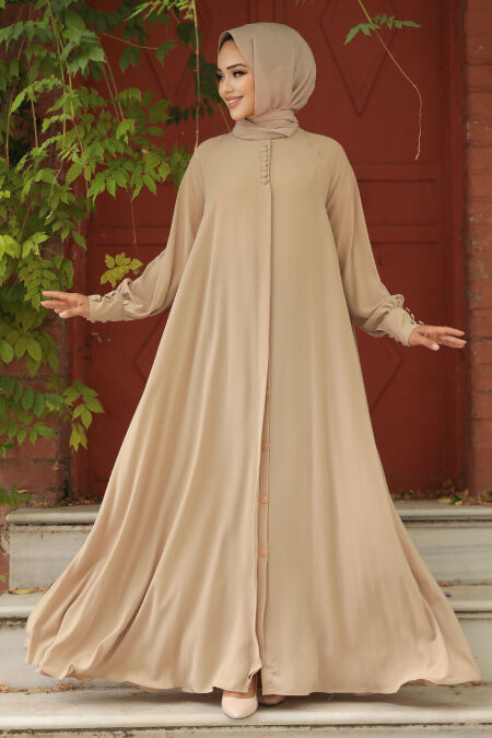 Modest Camel Abaya Dress 520066C - NEVA STYLE