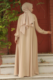 Modest Camel Abaya Dress 520066C - 3