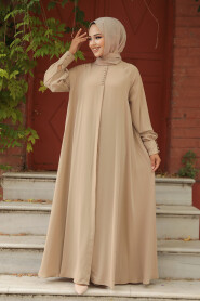 Modest Camel Abaya Dress 520066C - 2