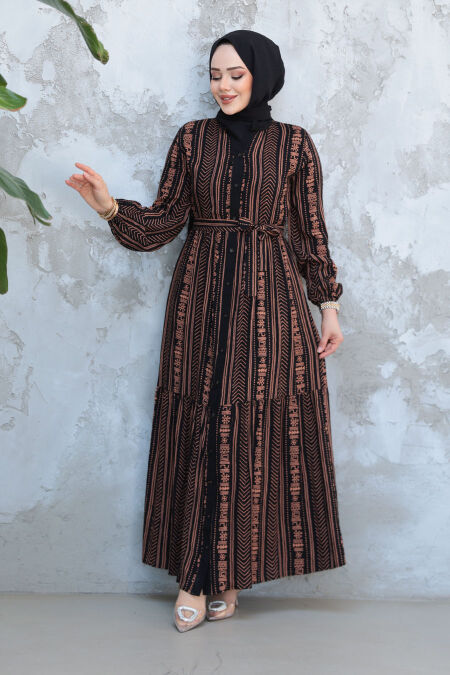 Modest Camel Eid Dress 23921C - NEVA STYLE