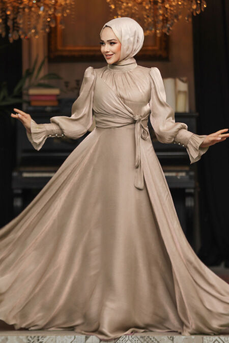 Modest Camel Evening Dress 48051C - NEVA STYLE