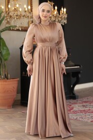 Modest Camel Evening Gown 23821C - 2