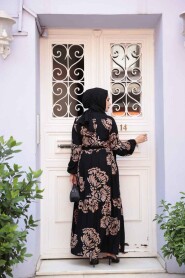 Modest Camel Floral Dress 239201C - 3