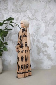 Modest Camel Floral Dress 25491C - 4