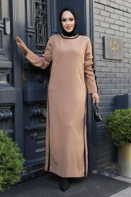 Modest Camel Knitwear Maxi Dress 24451C - 2