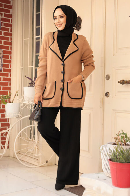 Modest Camel Knitwear Triple Suit 24241C - NEVA STYLE