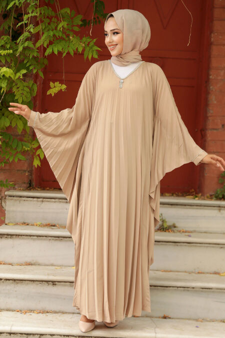 Modest Camel Long Dress 330068C - NEVA STYLE