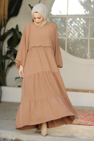 Modest Camel Maxi Dress 57353C - 2