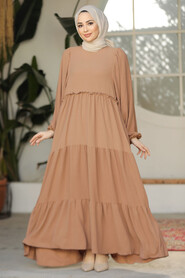 Modest Camel Maxi Dress 57353C - 1