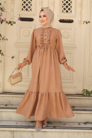 Modest Camel Maxi Dress 6731C - 1