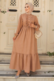 Modest Camel Maxi Dress 6731C - 2