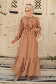 Modest Camel Maxi Dress 6731C - 3