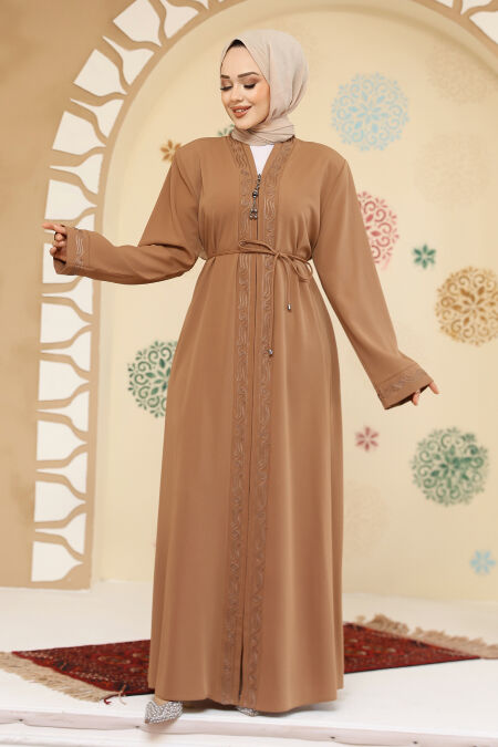 Modest Camel Plus Size Abaya 45297C - NEVA STYLE