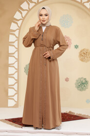 Modest Camel Plus Size Abaya 45297C - 3