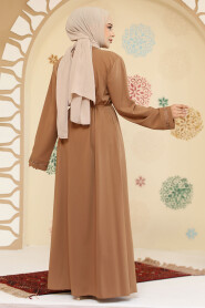 Modest Camel Plus Size Abaya 45297C - 4