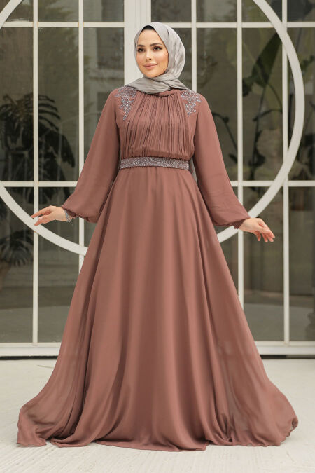 Modest Camel Plus Size Dress 25879C - NEVA STYLE