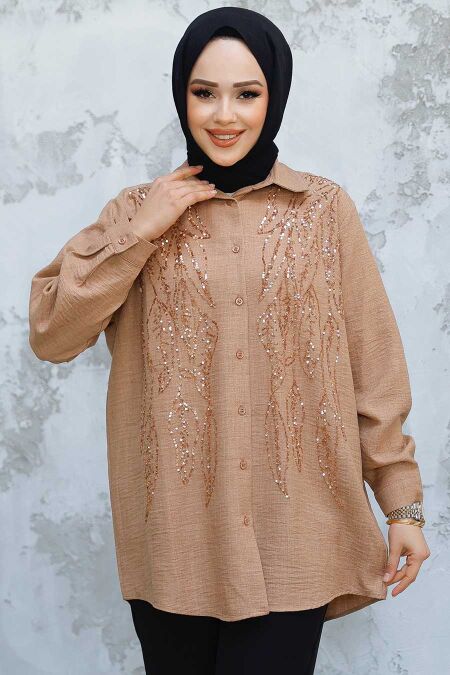 Modest Camel Shirt Top 45280C - NEVA STYLE