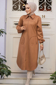 Modest Camel Suede Coat 4438C - 2