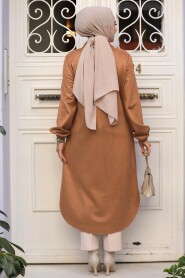 Modest Camel Suede Coat 4438C - 3