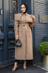 Modest Camel Trench Coat 19023C - 3