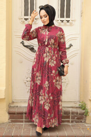 Modest Cherry Chiffon Floral Dresses 50355VSN - 1