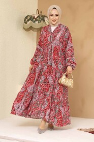 Modest Cherry Floral Maxi Dress 23454VSN - 2