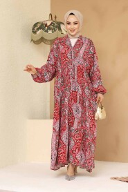 Modest Cherry Floral Maxi Dress 23454VSN - 3