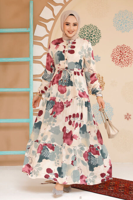 Modest Cherry Maxi Dress 10214VSN - NEVA STYLE