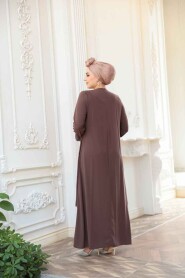 Modest Chocolate Plus Size Abaya 29119CK - 4