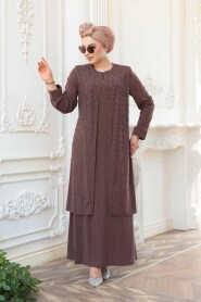 Modest Chocolate Plus Size Abaya 29119CK - 1