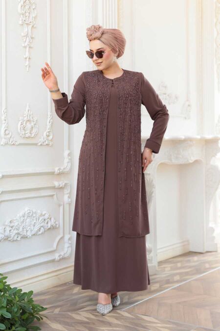 Modest Chocolate Plus Size Abaya 29119CK - NEVA STYLE