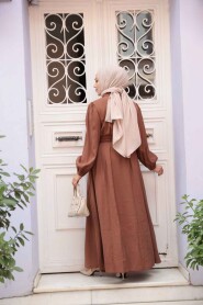 Modest Chocolate Summer Dress 19044CK - 5